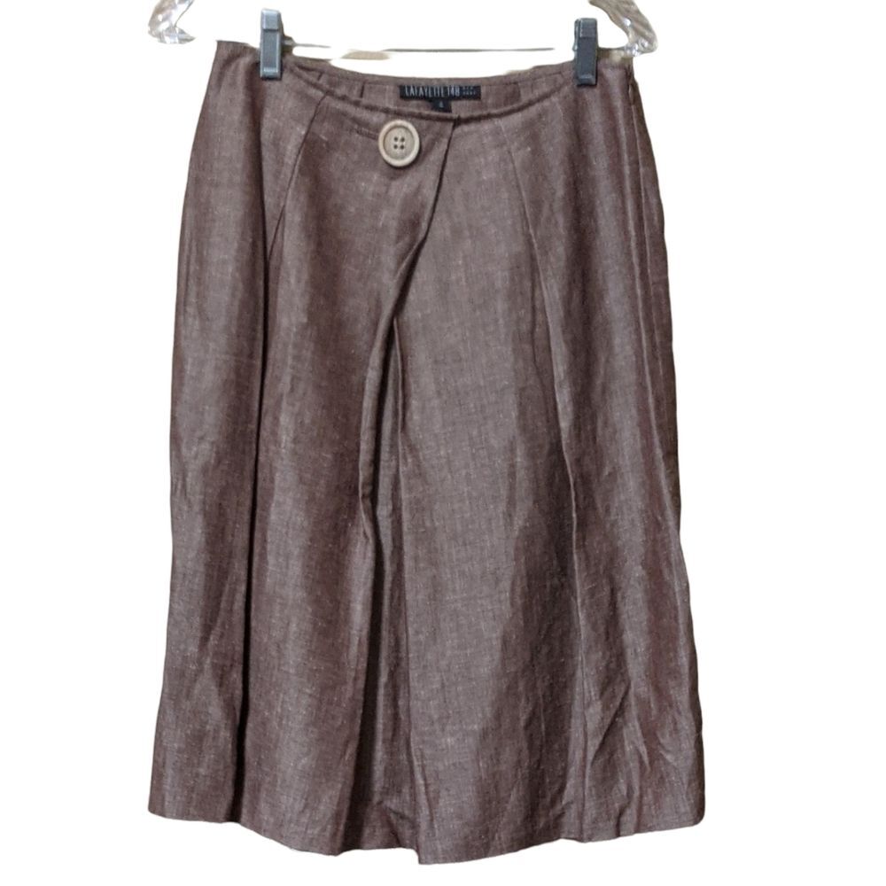 Lafayette 148 NY linen wool blend skirt dressy, business, career wear neutral 4
